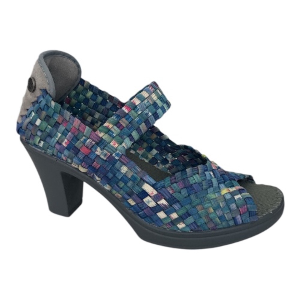 Bernie Mev Clyde Multi-Color Woven Elastic Block Heel Mary Jane SandaL NWB